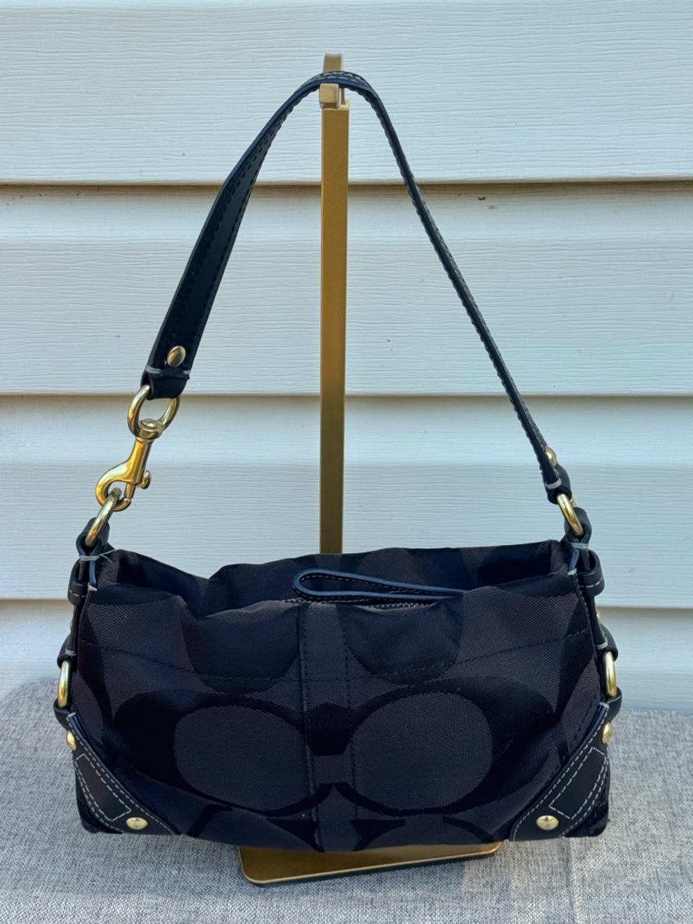 Coach Vintage Mini Carly Small Shoulder Bag Black Signature Jacquard 10730 - Picture 5 of 13